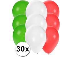 Party vballonnen - 30x stuks - Ballonnen in Italiaanse vlag kleuren - feestversiering