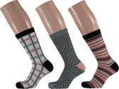 Dames sokken fashion met strepen en stip assorti kleuren 35/42