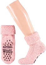 Apollo | Wollen sokken dames | Huisokken dames | Fashion Roze | Maat 39/42 | Huissok met anti slip | Fluffy sokken | Slofsokken | Warme sokken | Winter sokken
