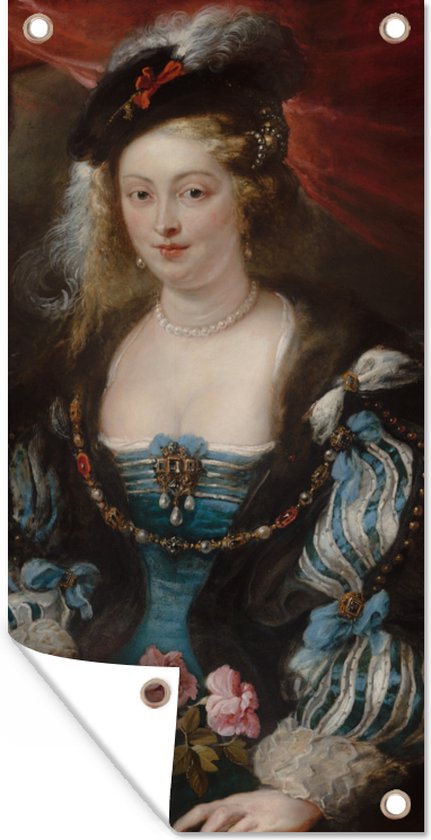 Tuinposter Portret van een vrouw - Schilderij van Peter Paul Rubens - 40x80 cm - Wanddecoratie Buiten - Tuinposter - Tuindoek - Schuttingposter - Tuinschilderij