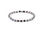 Aurum Brothers - Parvus Hematiet Zuil - Ivoor, 4mm, Zilver, Handgemaakte Heren armband - 17.8 cm polsmaat
