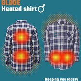 Gløde Elektrisch Verwarmd Shirt Heren Blauw/Wit Maat XL Incl. Powerbank