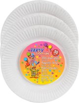90x Papieren wegwerp verjaardag/taart/gebaksbordjes wit 18 cm - Wegwerp servies
