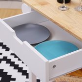 HOMdotCOM Serveerwagen hout met lade 64 x 39 x 84,5 cm wit