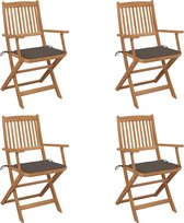 Decoways - Tuinstoelen 4 stuks inklapbaar met kussens massief acaciahout