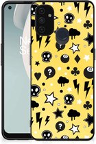 Telefoon Hoesje OnePlus Nord N100 Silicone Back Cover met Zwarte rand Punk Yellow