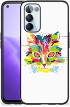 GSM Hoesje OPPO Reno5 5G | Find X3 Lite Mobiel TPU Hardcase met Zwarte rand Cat Color