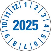 Jaarkeuringssticker wit, speciale kleving, 25 mm, 105 per boekje 2025