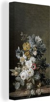 Canvas Schilderij Stilleven met bloemen - Oude meesters - Schilderij - 40x80 cm - Wanddecoratie
