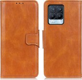 Realme 8 Hoesje - Mobigear - Classy Serie - Kunstlederen Bookcase - Cognac - Hoesje Geschikt Voor Realme 8