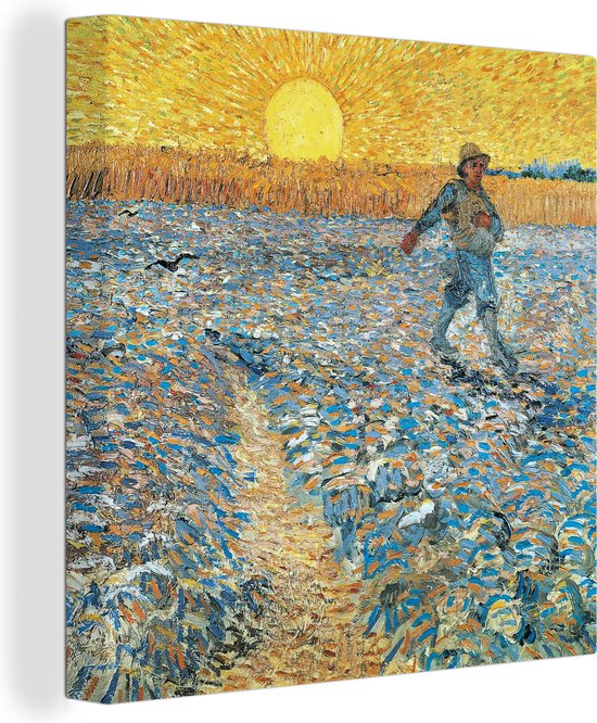 Canvas Schilderij De zaaier - Schilderij van Vincent van Gogh - 90x90 cm - Wanddecoratie