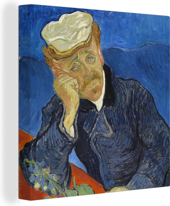 Canvas Schilderij Portret van Dr Gachet - Schilderij van Vincent van Gogh -  20x20 cm -... | bol.com