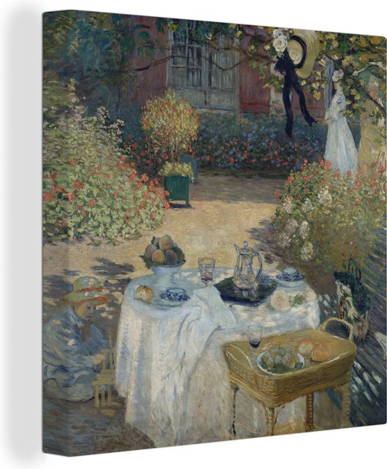 Canvas schilderij 20x20 cm - Wanddecoratie The luncheon - Schilderij van Claude Monet - Muurdecoratie woonkamer - Slaapkamer decoratie - Kamer accessoires - Schilderijen op canvas