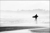 Walljar - Walking Surfer - Zwart wit poster