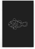 Walljar - Finding Nemo Line Art - Dieren poster