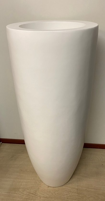 bloempot fiberstone mat wit hoog 90 cm voor binnen en buiten | bol.com