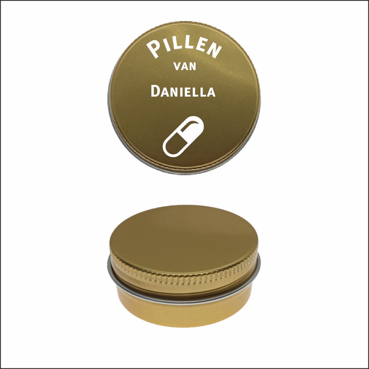 Goedkoopste Pillen Blikje Met Naam Gravering - Daniella