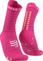 Compressport Pro Racing Socks v4.0 Ultralight Run High Fluo Pink/Primerose - Hardloopsokken