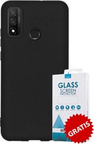 Siliconen Backcover Hoesje Huawei P Smart 2020 Zwart - Gratis Screen Protector - Telefoonhoesje - Smartphonehoesje