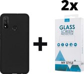 Siliconen Backcover Hoesje Huawei P Smart 2020 Zwart - 2x Gratis Screen Protector - Telefoonhoesje - Smartphonehoesje