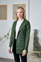 Dames Open Blazer Suède Green Size : M