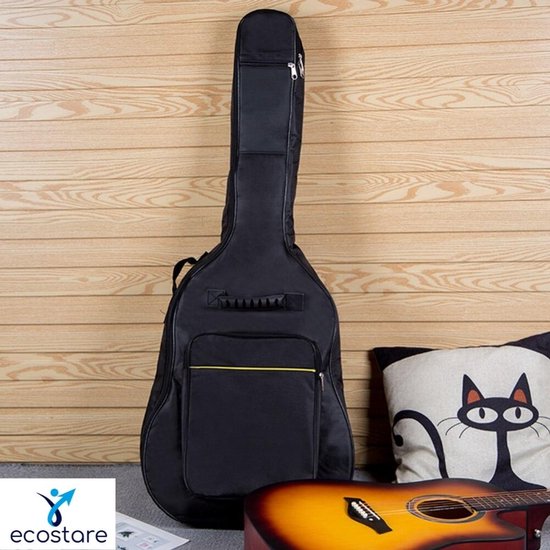 Gitaartas Voor Akoestische en klassieke gitaar - Gevoerde Tas - Gitaarhoes 108 cm - Gitaarzak - GitaarKoffer- Gitaar Zak - Gitaar Koffer - Gitaar Hoes - Beschermtas  - Draagtas  - Stevig en Waterbestendig - Met Geel accent + Gitaarcapo & wandbeugel