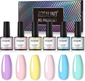 ROSALIND UV Nagellak Kleur Set Geel Paars Blauw Nagellak Pure Kleur UV LED Voor Nail Art Kit 6 kleuren * 10 ml