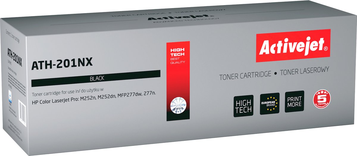 ActiveJet ATH-201NX Toner voor HP-printer; HP 201x CF400X vervanging; Opperste; 2800 pagina's; zwart.