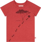 Smitten Organic - 'Acaciaboom in Safari' Rood T-shirt met korte mouwen