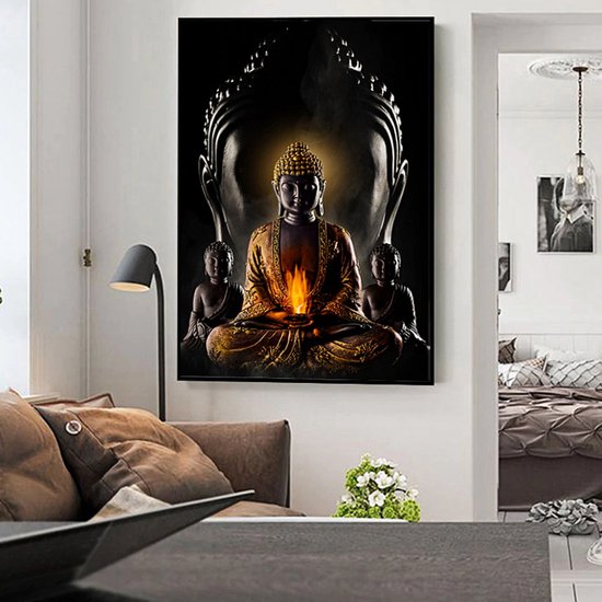 Peinture sur Toile * Bouddha Moderne * - Art Mural - Bouddha Moderne - Couleur - 60 x 100 cm