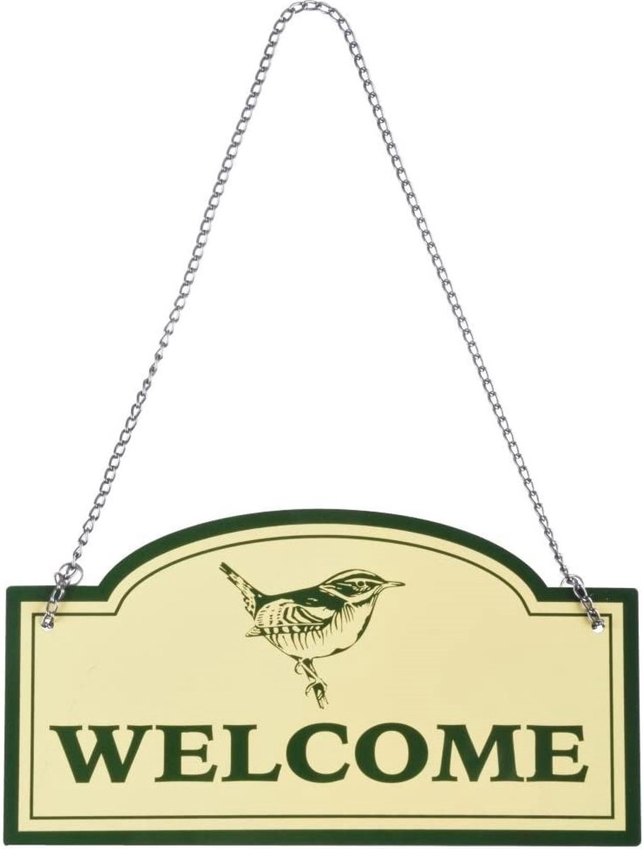 Esschert Design Wanddecoratie Welcome 20 X 11 Cm Aluminium Geel