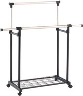 Dubbele verstelbare klerenstandaard PALL - B91/145 x H94/170 cm - Zwart