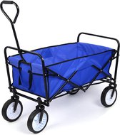 Luxiqo® Bolderkar - Tuinkar met Binnenzeil - Strandkar - Transportwagen - Tuinwagen - Trekkar - Max 80kg - Blauw