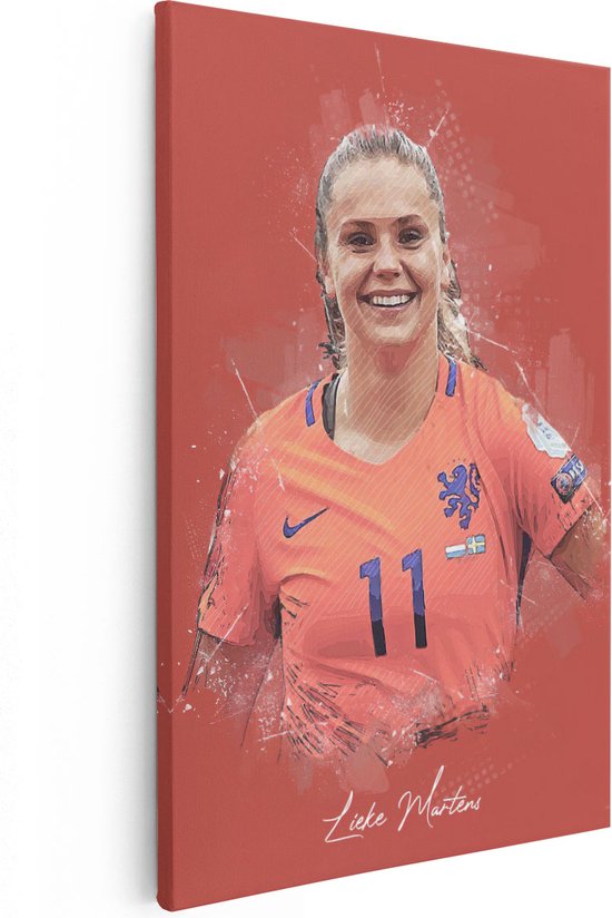 Artaza Canvas Schilderij Voetbalspeelster Lieke Martens bij Oranje - 80x120 - Groot - Muurdecoratie - Canvas Print