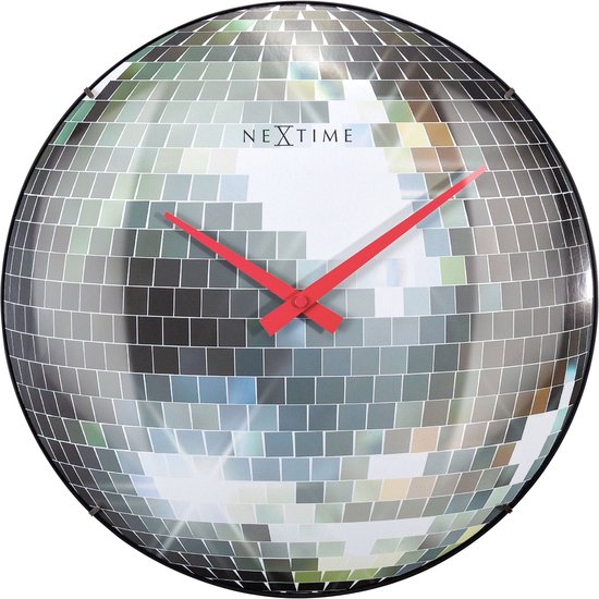Stille wandklok - 35cm - Discobal - Koepelvormig glas - NeXtime Disco Ball