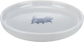 Trixie voerbak / waterbak plat en breed kattenprint grijs 23 cm 600 ml