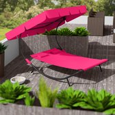 Dubbele Stoel Magenta-Hangmat Voor Twee Mensen, Outdoor Tuinmeubelen Met Wielen, Waterdichte Terras Seat,