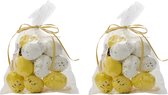Set de 24 x Oeufs de Pâques jaune/blanc en plastique 5 cm - Oeufs de Pâques pour branches de Pâques - Décorations de Pasen / Décoration de Pâques