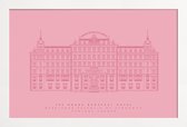 JUNIQE - Poster met houten lijst The Grand Budapest Hotel roze