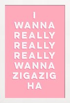 JUNIQE - Poster in houten lijst Zigazig -40x60 /Roze & Wit