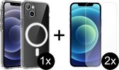 iPhone 13 Mini hoesje magnetisch siliconen transparant case - hoesje iPhone 13 Mini - 2x iPhone 13 Mini Screenprotector