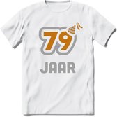 79 Jaar Feest T-Shirt | Goud - Zilver | Grappig Verjaardag Cadeau Shirt | Dames - Heren - Unisex | Tshirt Kleding Kado | - Wit - M