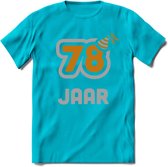 78 Jaar Feest T-Shirt | Goud - Zilver | Grappig Verjaardag Cadeau Shirt | Dames - Heren - Unisex | Tshirt Kleding Kado | - Blauw - XL