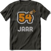 54 Jaar Feest T-Shirt | Goud - Zilver | Grappig Verjaardag Cadeau Shirt | Dames - Heren - Unisex | Tshirt Kleding Kado | - Donker Grijs - L