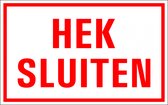 Hek sluiten tekststicker 320 x 200 mm