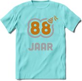 88 Jaar Feest T-Shirt | Goud - Zilver | Grappig Verjaardag Cadeau Shirt | Dames - Heren - Unisex | Tshirt Kleding Kado | - Licht Blauw - XXL