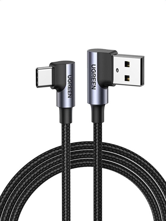 vertel het me Verbanning Machu Picchu UGREEN 90° Dubbel Haakse USB-A naar USB-C Kabel 3A 2 Meter Zwart | bol.com
