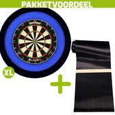 Winmau Blade 6 + Rubberen Dartmat 90*300 incl oche + Dartbordverlichting Deluxe XL (Blauw - Zwart)