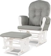 furnibella -Nursing glider, zwangerschapsstoel met bijpassende voetenbank, massief houten schommelstoel set met zakken, glad en rustig glijden, gecapitonneerd kussen kinderkamer sc