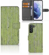 Wallet Book Case Geschikt voor Samsung Galaxy S22 Plus Telefoon Hoesje Green Wood